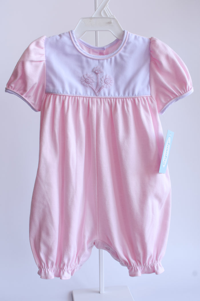 Daisy Detailed Pink Knit Bubble Romper