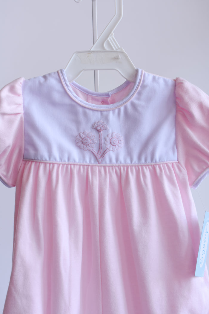 Daisy Detailed Pink Knit Bubble Romper