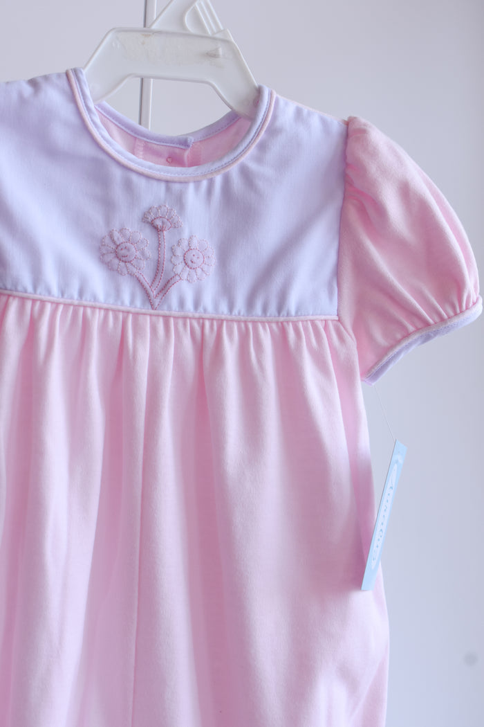 Daisy Detailed Pink Knit Bubble Romper