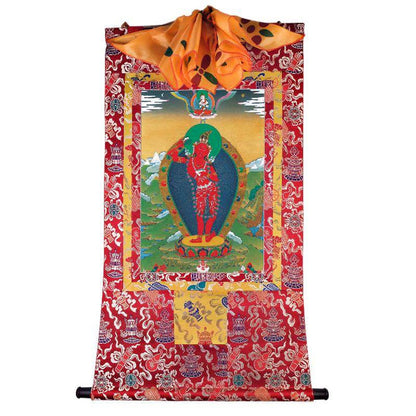 Dakini - Yeshe Tsogyal - Tibetan thangka painting, detailed view