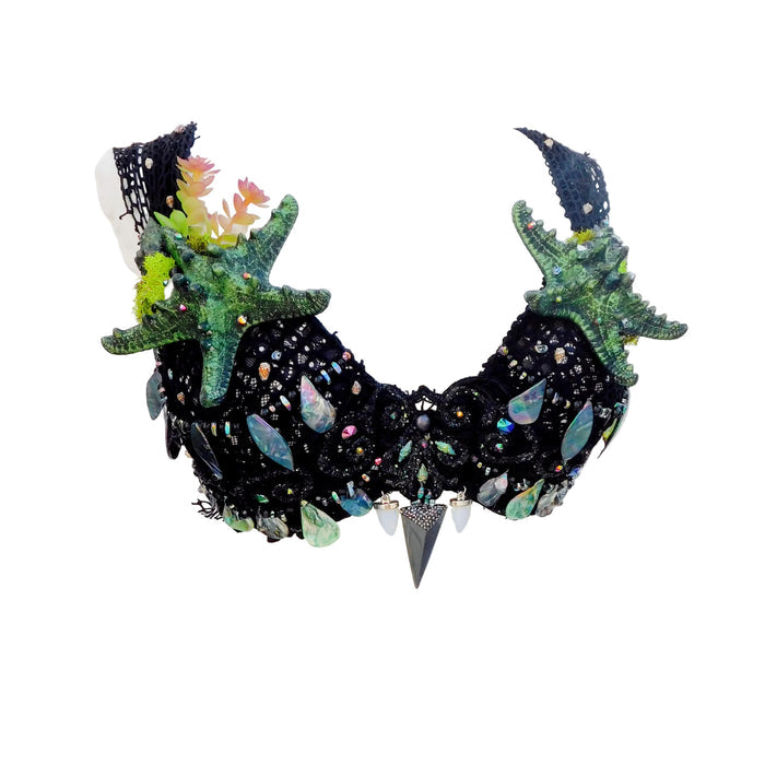 Dark Netted Siren Mermaid Bra Top with Starfish