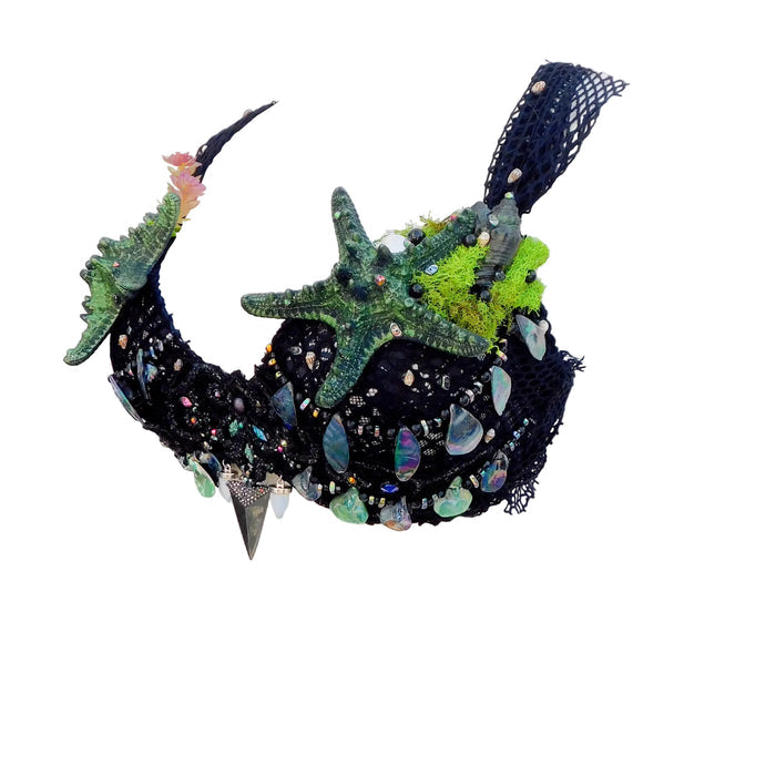 Dark Netted Siren Mermaid Bra Top with Starfish