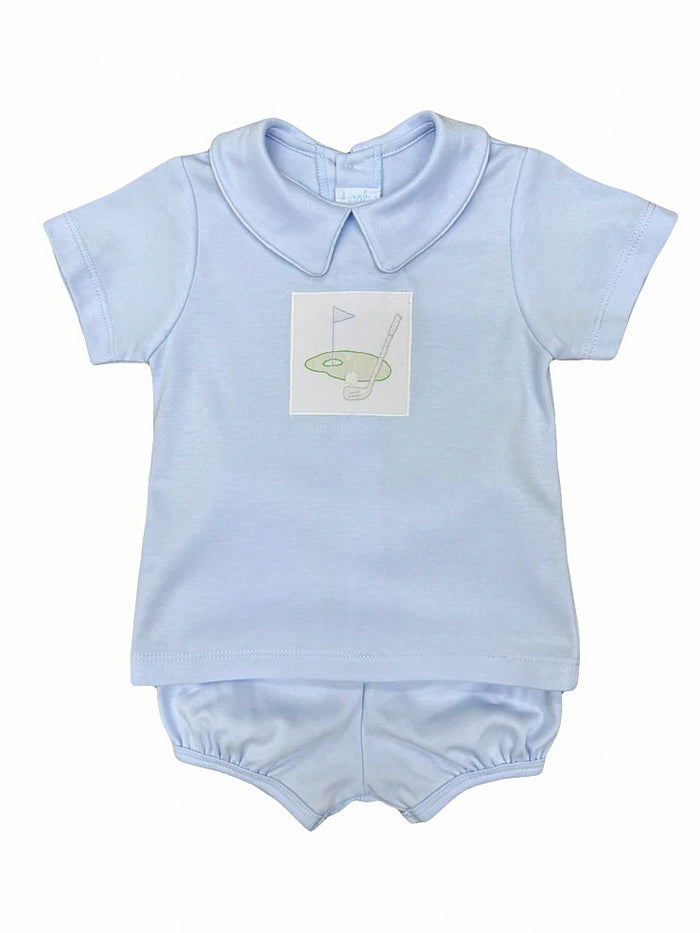 Day At The Course-Blue Knit Bloomer Set