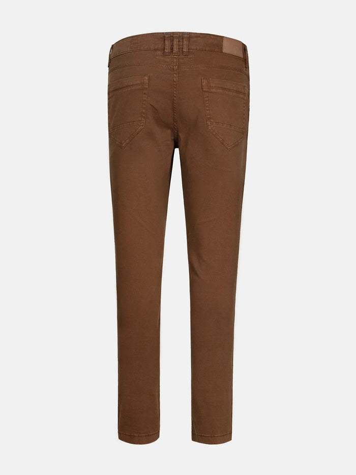 Back view of brown slim-fit jeans, casual style wear. – Wam Denim.