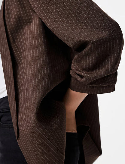 Della Pinstripe Blazer (Hot Fudge/Cloud Dancer)