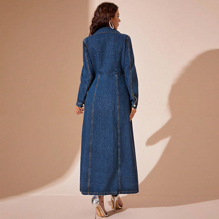 Light blue Denim Button Cardigan Jacket Dress layered look