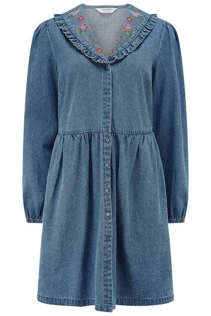 Dhalia Mini Smock Dress (Mid Blue)