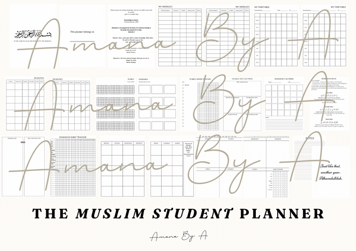 DIGITAL | 12 month undated Muslim student planner | Daily Weekly Monthly Planner| digital print | planner | journal | Ramadan | Muslim planner |