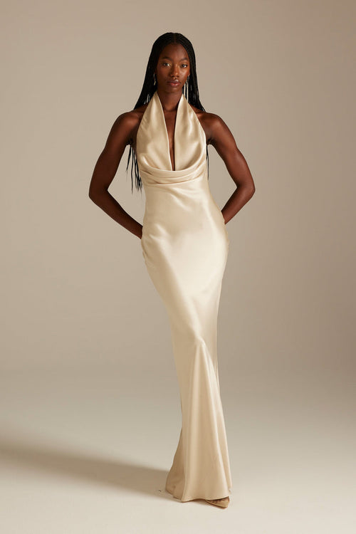 Dillon Halter Champagne Bridesmaid Dress_XS_