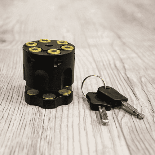 Disc Lock 6 Shooter: Original Voss 6 Shooter Motorcycle Disc Lock in Matte Black: secure your bike with our high-end bike loc