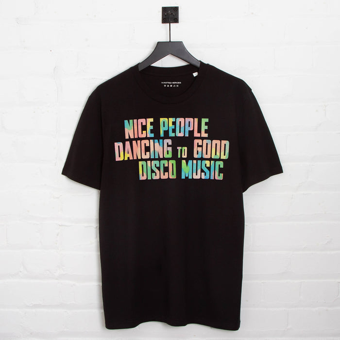 Disco People Pastel Camo Front Print - Tshirt - Black