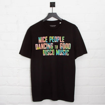 Disco People Pastel Camo Front Print - Tshirt - Black