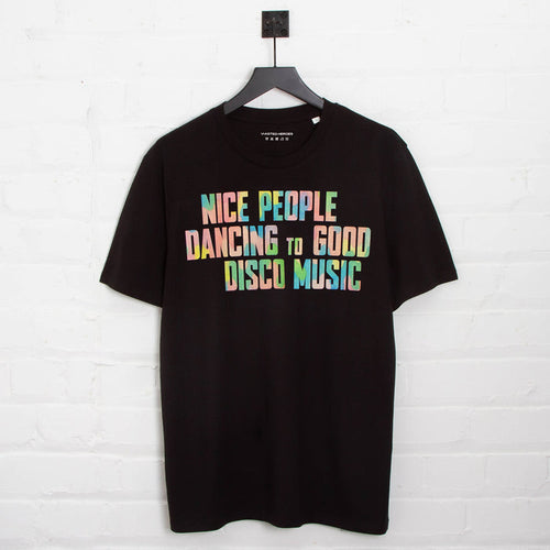 Disco People Pastel Camo Front Print - Tshirt - Black