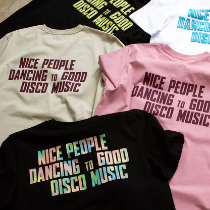 Disco People Pastel Camo Front Print - Tshirt - Black