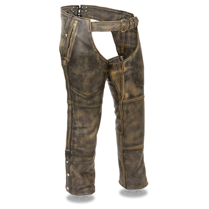 Distressed Chaps With Removable Liner: Premium Cowhide Leather 1