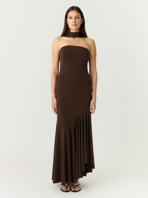 Dita Bandeau Maxi Dress (Coffee Bean)