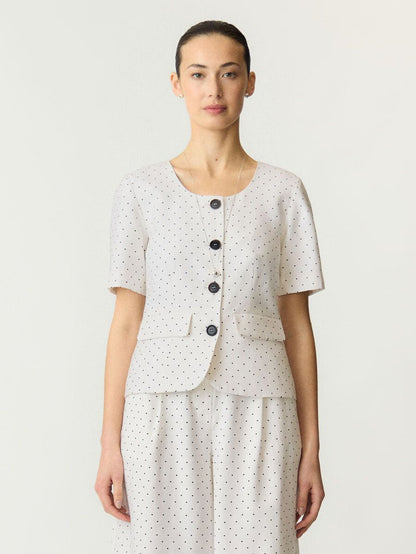 Dottie Blazer Top (White/Black)