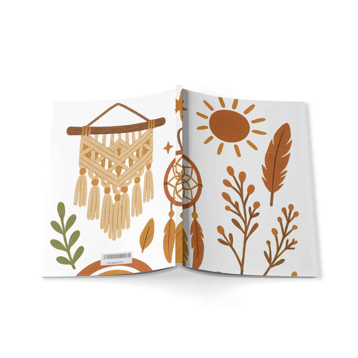 Softcover notebook in compact format for note taking, journal entries, study plans, travel ideas and organized daily writing.