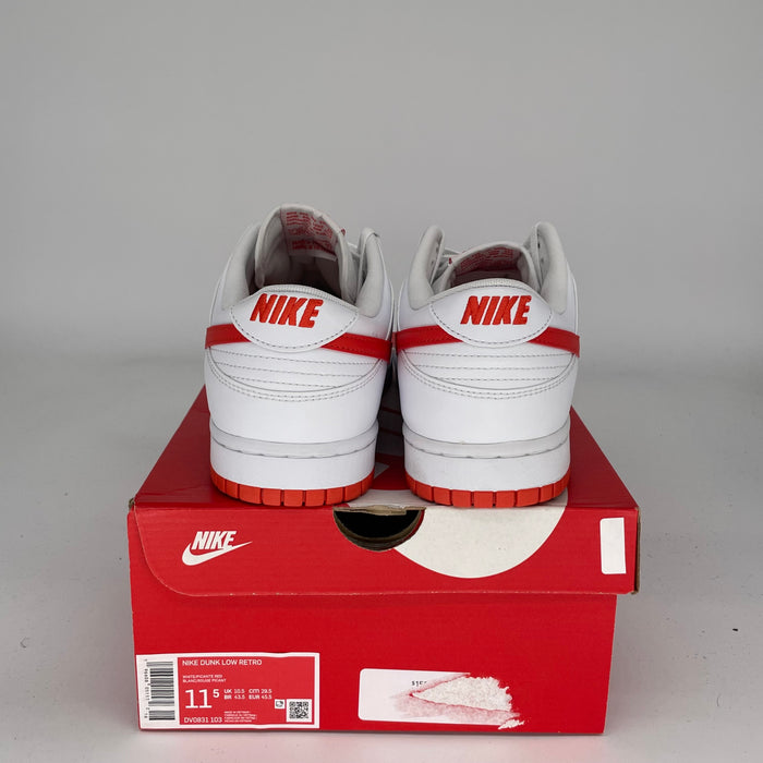 NIKE DUNK LOW WHITE PICANTE RED DV0831-103 SIZE 11.5/13W