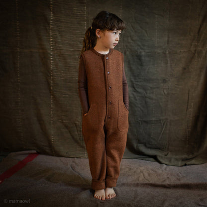 Earth Baby & Kids Playsuit - Boiled Merino Wool - Auburn