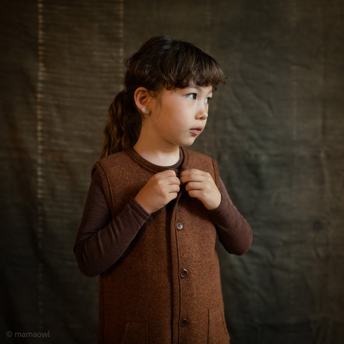 Earth Baby & Kids Playsuit - Boiled Merino Wool - Auburn