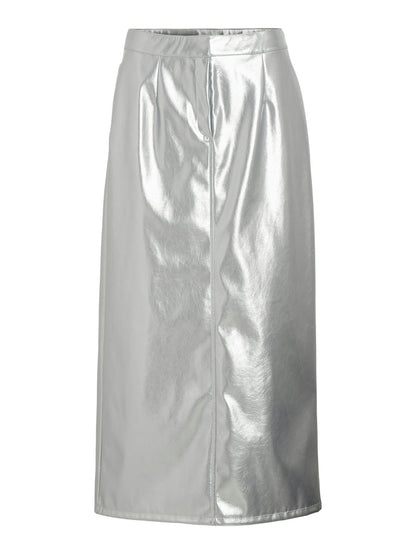 Eliana Long Coated Skirt (Silver)