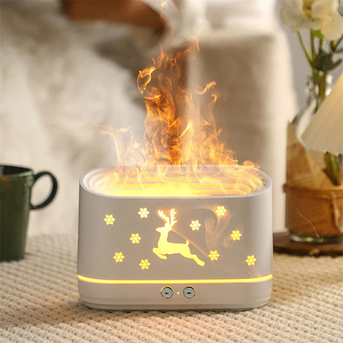 Minimalist flame humidifier diffuser on bedside table scene