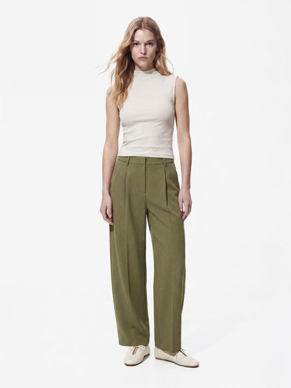 Ellie Barrel Leg Pants (Sphagnum)