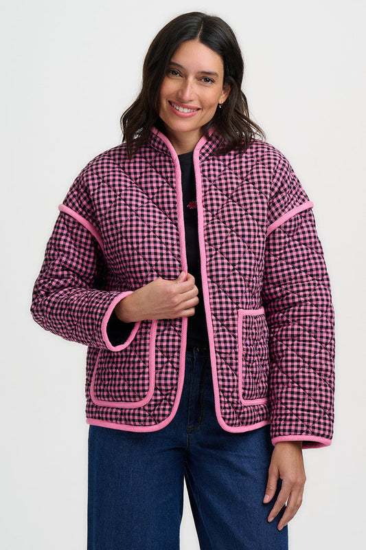 Elowen Quilted Jacket (Rose/Gingham)