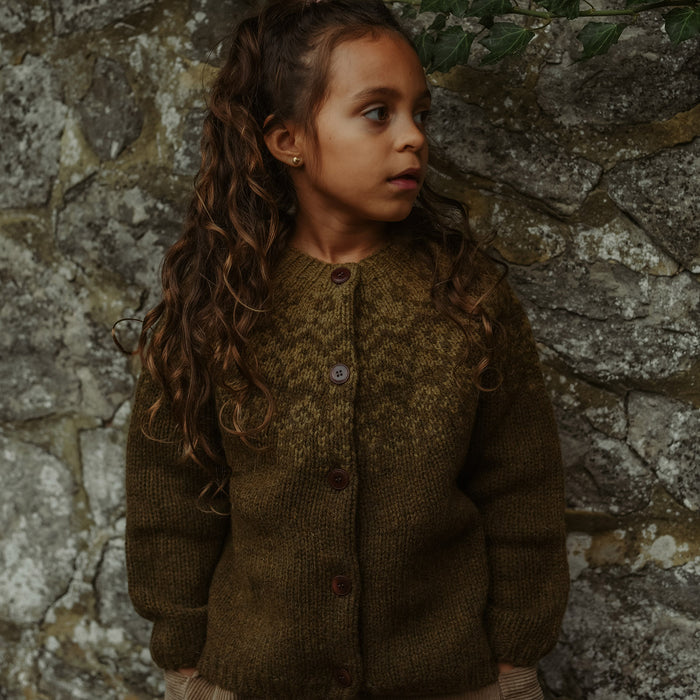 Fauna Baby & Kids Cardigan - Lambswool - Olive