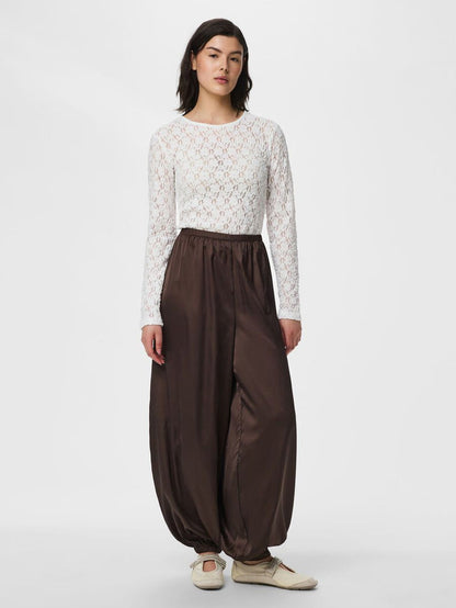 Festa Satin Balloon Pants (Hot Fudge)