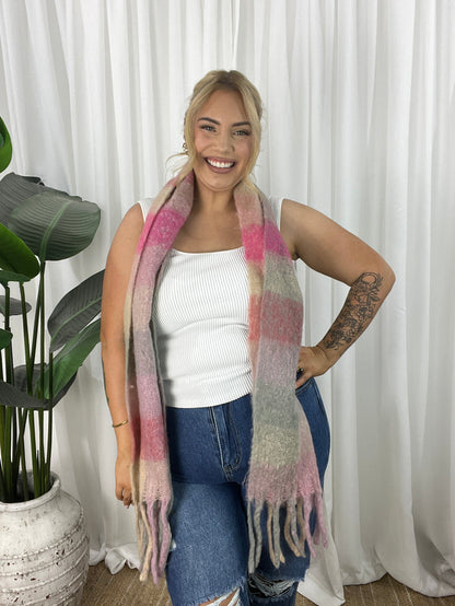 Finch Scarf- Pink Check