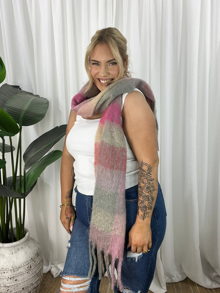 Finch Scarf- Pink Check