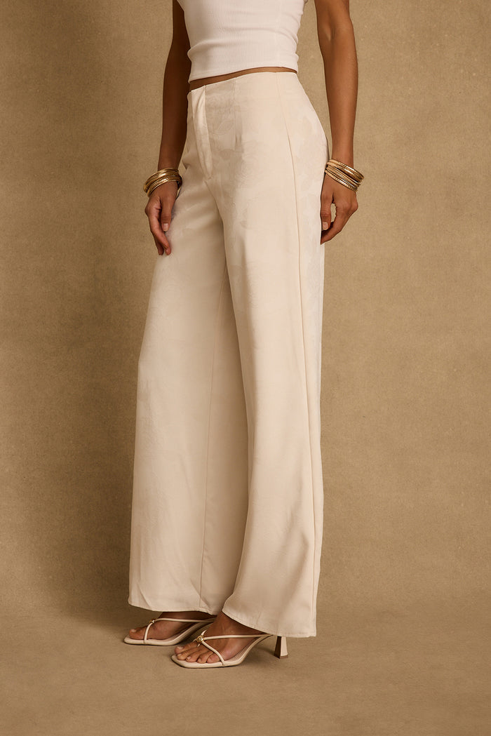 Finnian Ivory Jacquard Trousers