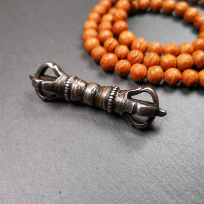Five-Pronged Vajra 2.36" - Tibetan Buddhist vajra, close-up detail