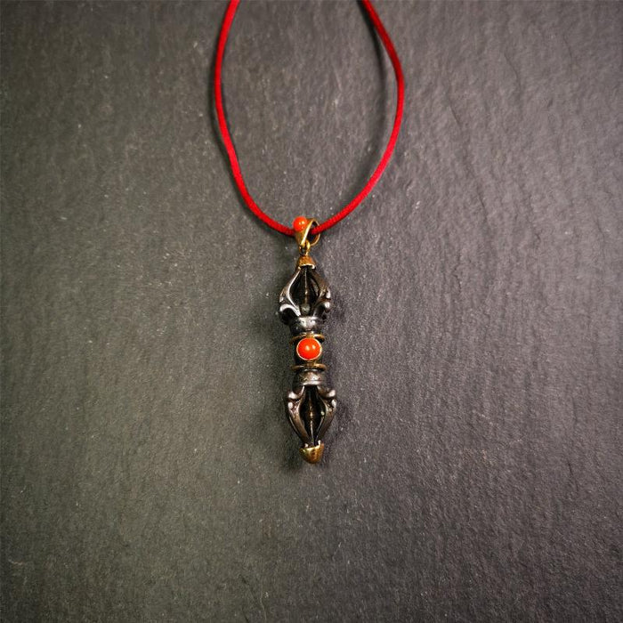Five-pronged Vajra Necklace 1.77" - Tibetan Buddhist bead necklace, view 7
