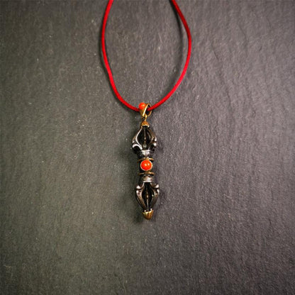 Five-pronged Vajra Necklace 1.77" - Tibetan Buddhist bead necklace, view 7