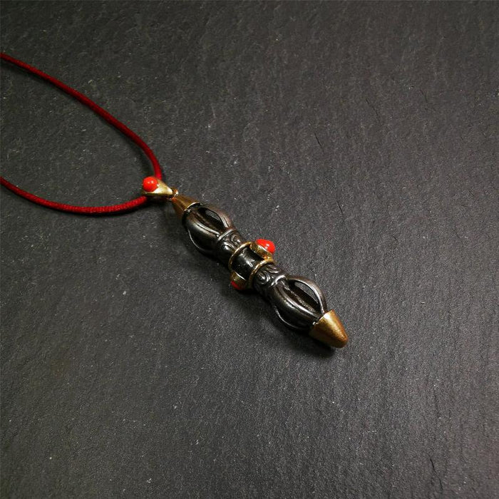 Five-pronged Vajra Necklace 1.96" - Tibetan Buddhist bead necklace, view 6