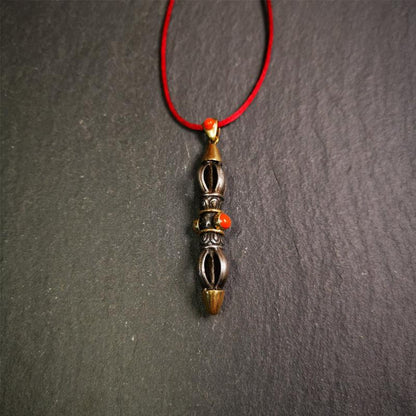 Five-pronged Vajra Necklace 1.96" - Tibetan Buddhist bead necklace, view 7