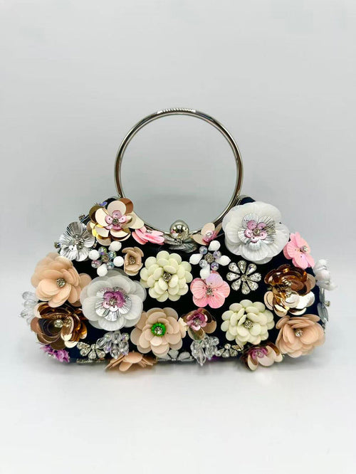 Flora Flower Clutch (Black)