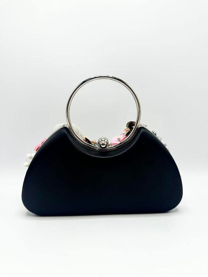 Flora Flower Clutch (Black)