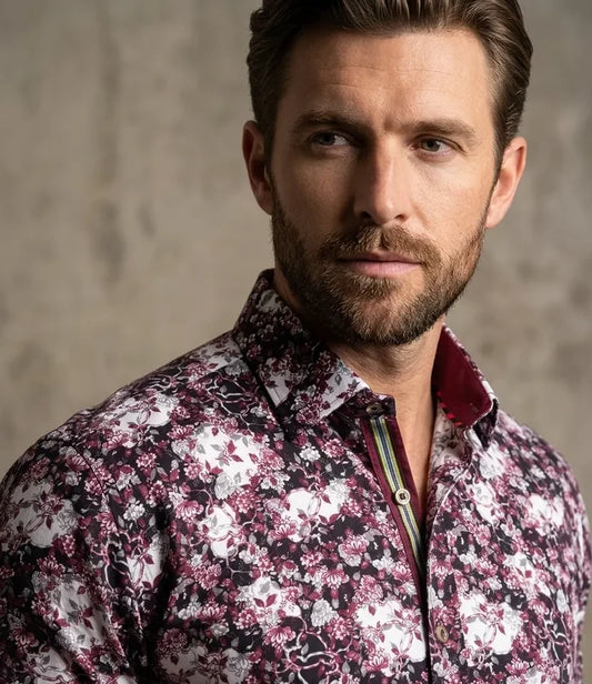 Floral Printed Pure Cotton Shirt with Matching Handkerchief