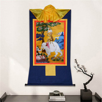 Four Harmonious Animal Brothers - Tibetan thangka painting, detailed view