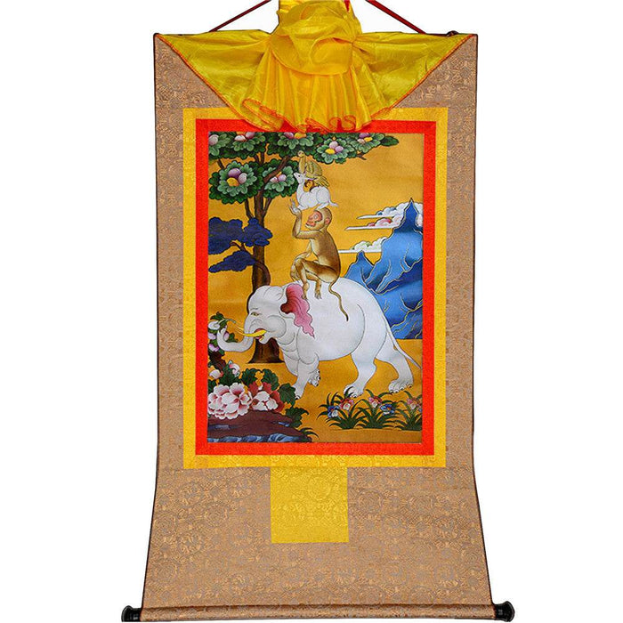 Four Harmonious Animal Brothers - Tibetan thangka painting, view 7