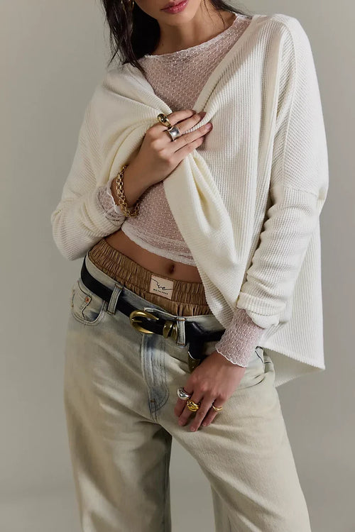 Free People Movement Latte Blues Thermal Solid in Alabaster Cream