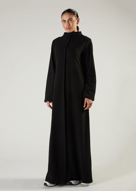 Front Seam Abaya Black