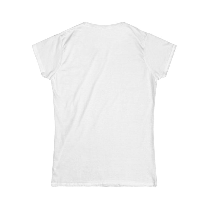 White crew neck T-shirt product view showing the plain garment shape, short sleeves and front area used for the graphic print.