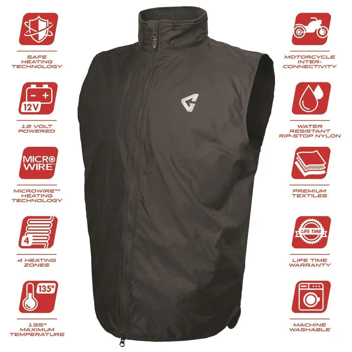 Gerbing 12v Heated Vest: Description
Our 12V heated vest liner packs a powerful punch in a very lightweight, easy-to-tow pack