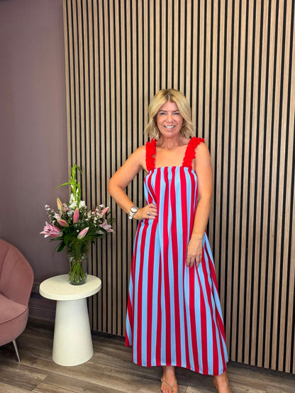 Gloria Maxi Dress (Red/Blue)