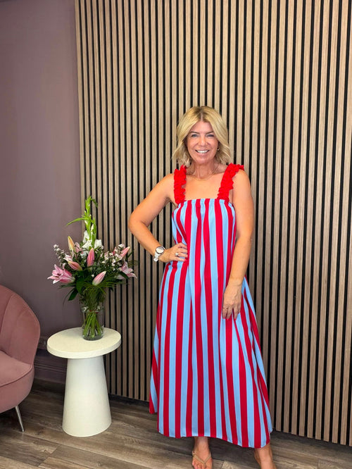 Gloria Maxi Dress (Red/Blue)